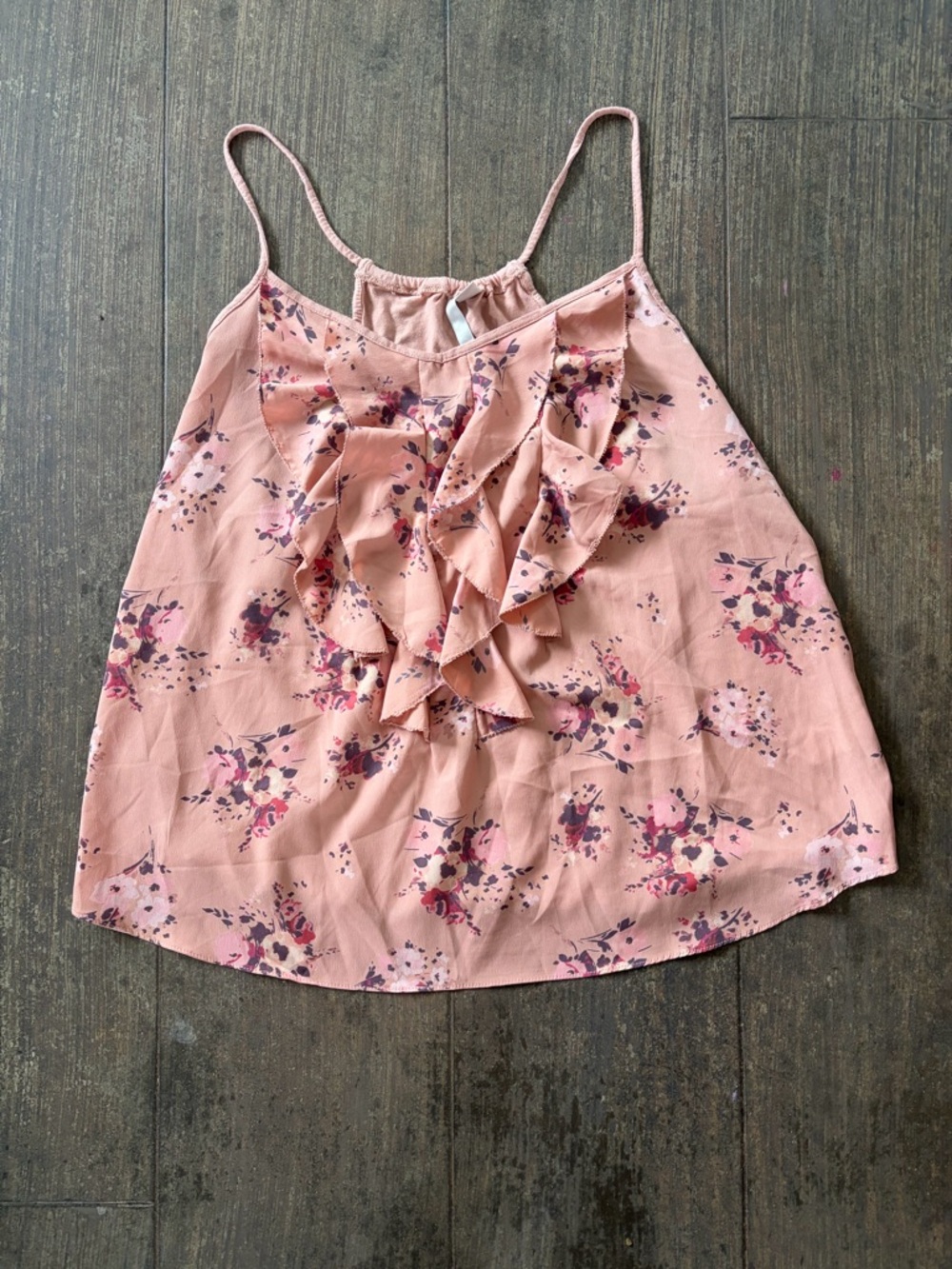Lauren Conrad Women’s Pink Floral Ruffle Cami Top